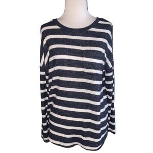 Merona Navy Blue & White Striped  Soft Loose Oversized Sweater XS